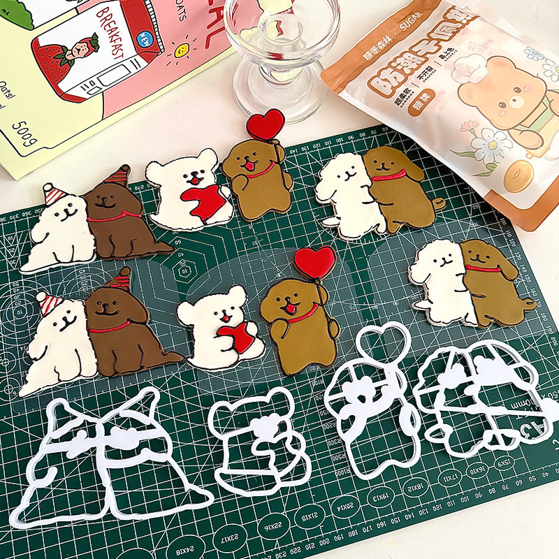 线条小狗翻糖切模情人节蛋糕装饰