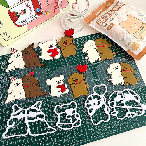 卡通线条小狗翻糖切模情人节周年纪念日蛋糕装饰烘焙工具塑料压模 - 封面