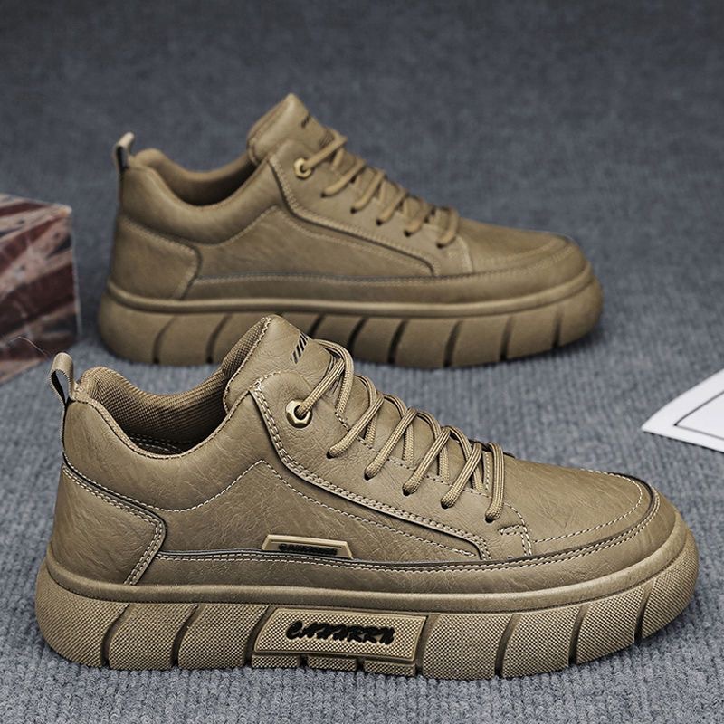 男鞋秋季防水防滑厨师鞋百搭工作劳保鞋板鞋男士运动休闲黑色皮鞋