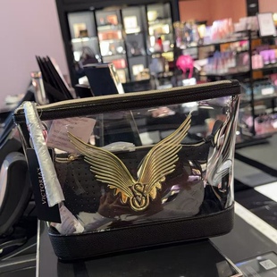 新款维多利亚的秘密vs黑金翅膀大秀款两件套化妆包透明套装收纳包