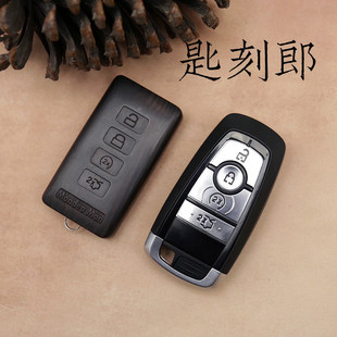定制个性 创意图 实木质车钥匙壳 适用于福特新蒙迪欧改装 非包套扣
