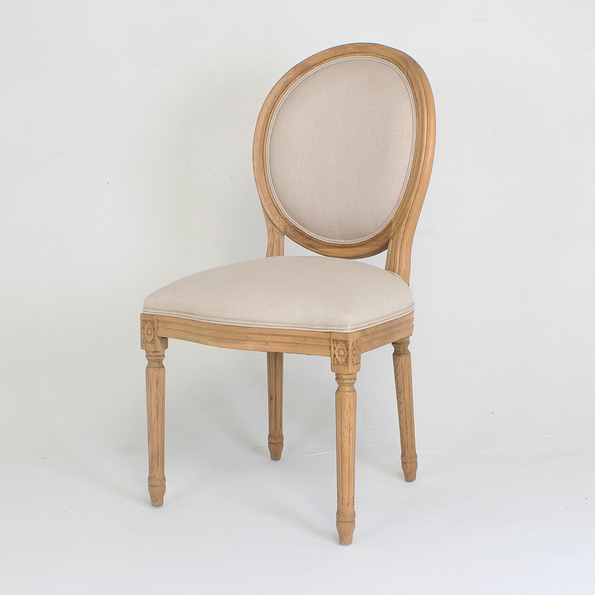 美式乡村实木布艺餐椅 定制家用圆背椅 西餐厅咖啡厅麻布餐桌椅子