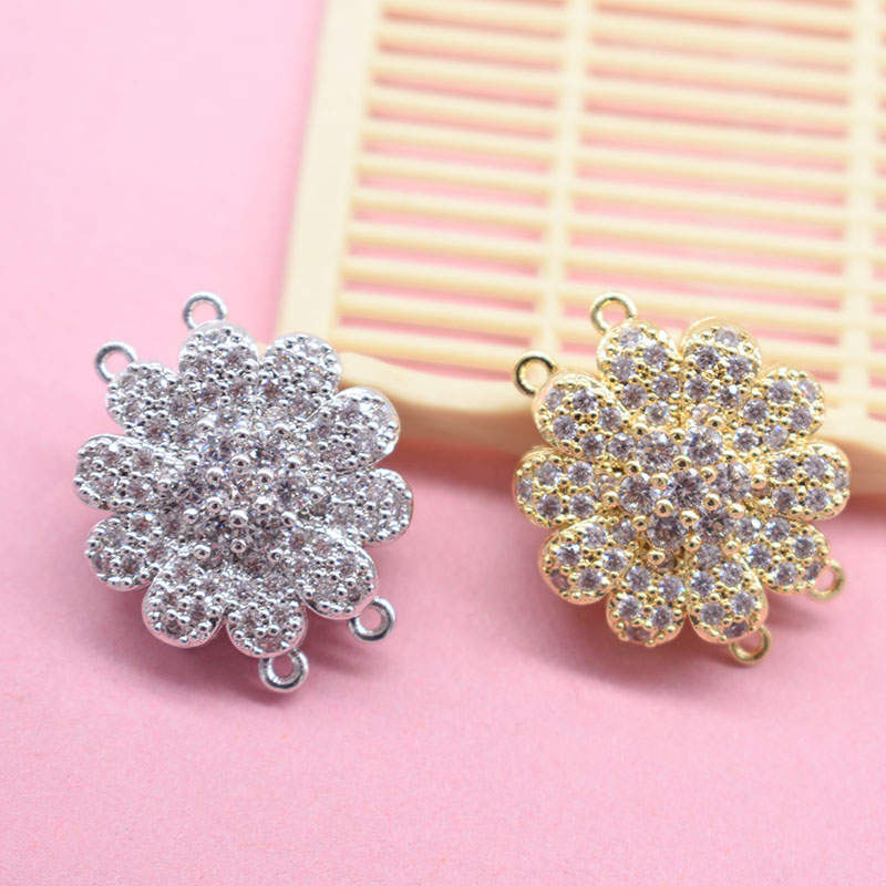 微镶锆石弹簧插片扣串珍珠项链扣