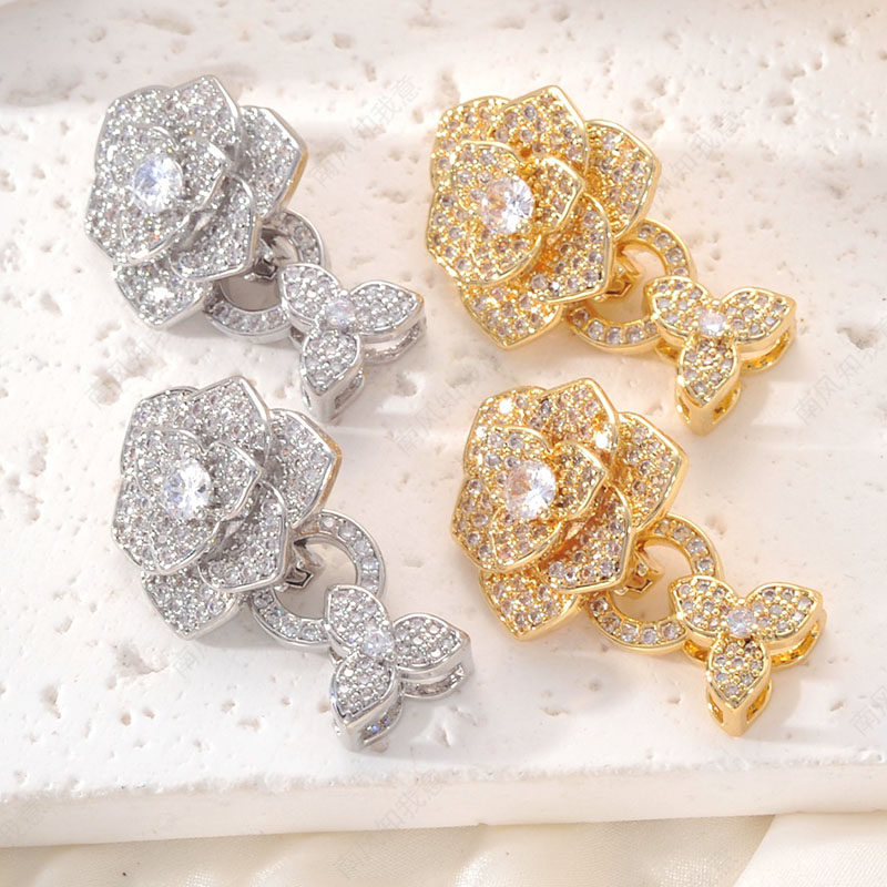 镶钻玫瑰花珍珠搭扣项链扣手链扣