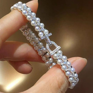 小米珠翡翠三排珍珠项链扣祖母绿手链双排扣轻奢串珠搭扣隔片配件