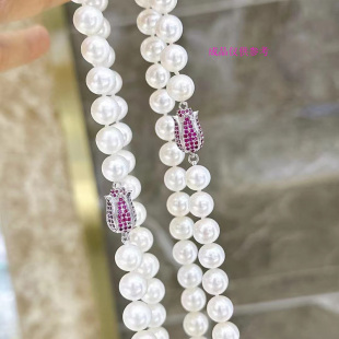 微镶红锆石925半银玫瑰花扣子diy饰品手工串珠手链扣项链扣插棒扣