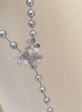 18K沙金花瓣珍珠项链连连接夹扣