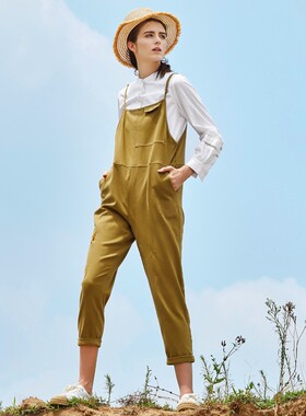 女子*huise品牌折扣2019春夏新款棉布背带裤渔夫裤N18C322122