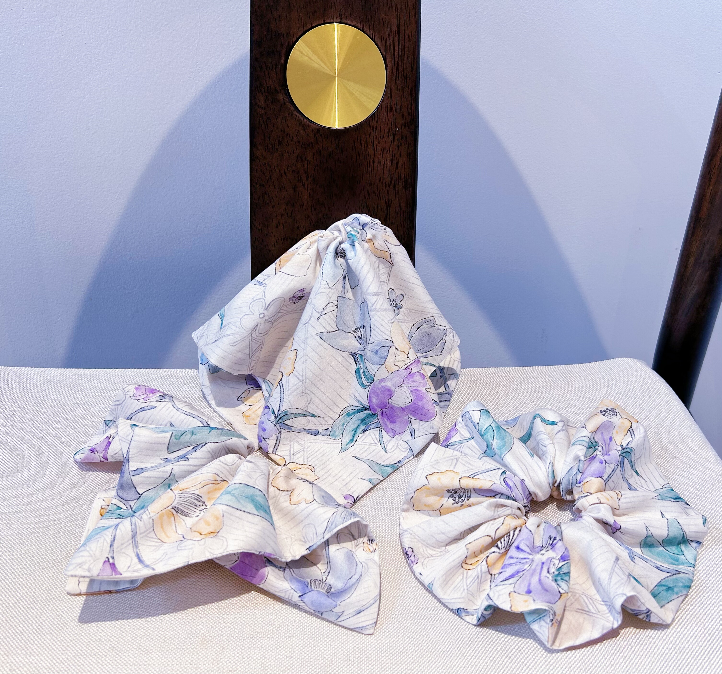 【紫鸢】超大号～进口定制纯棉高端品质-百搭时尚方巾发圈大肠圈