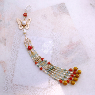 雪冰暖阁 |蝶舞清辉 原创新中式国风旗袍串珠流苏压襟汉服配饰