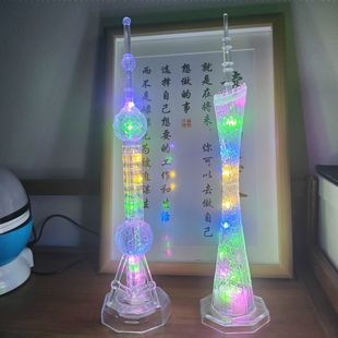广州塔彩灯小蛮腰东方明珠城市璀璨地标创意摆件房间装饰品礼物