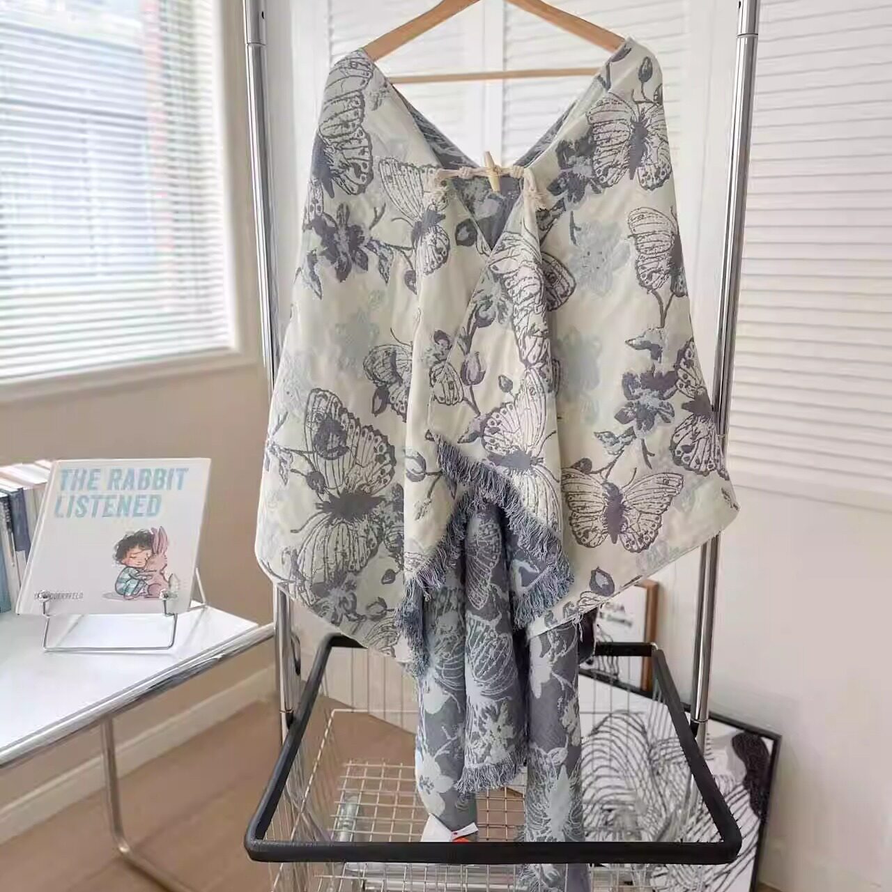 威廉花园传统蓝染工艺全棉四层纱流苏披肩毯沙发毯睡毯多功能盖毯