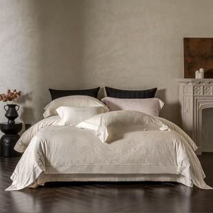 蕾丝蝶梦 金丝线色织浮雕提花高端轻奢天丝棉四件套床品套件 欧式