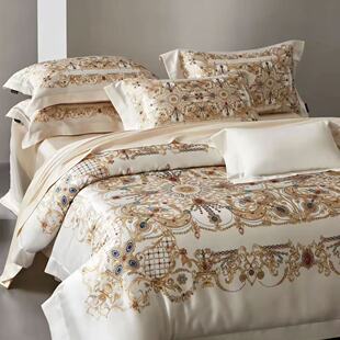 印花轻奢丝滑天丝棉四件套床上用品 高端数码 璀璨明珠 宫廷欧式