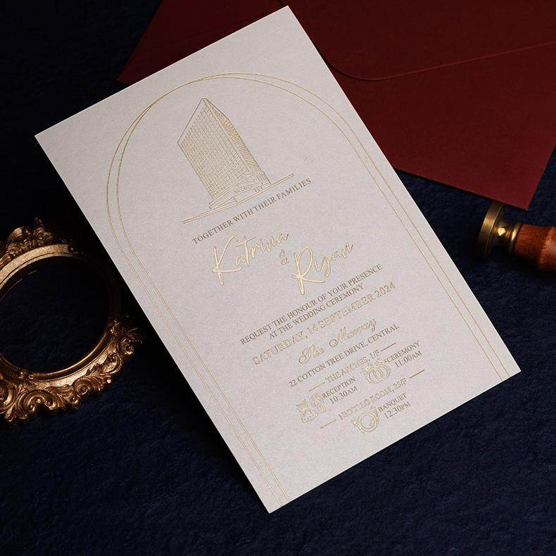 繁体字创意烫金请帖2026婚礼结婚定制请柬喜帖欧式香港美利酒店