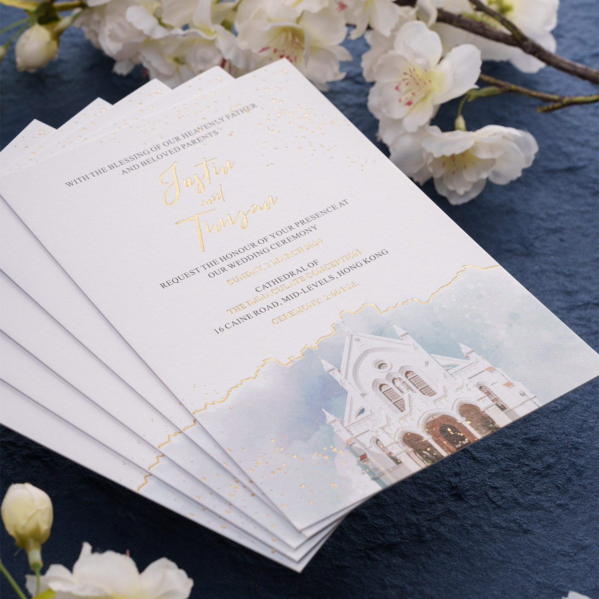 港版繁体字烫金请帖2026婚礼结婚高级感定制请柬喜帖小众教堂欧式