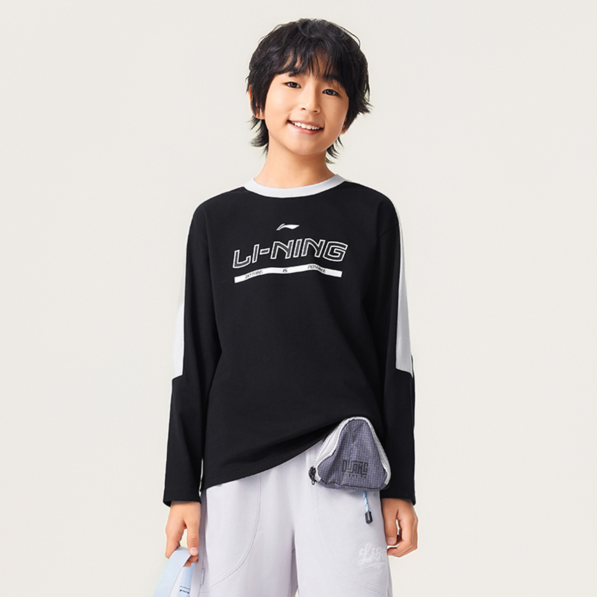 宁男女童运动系列宽松长袖文化衫