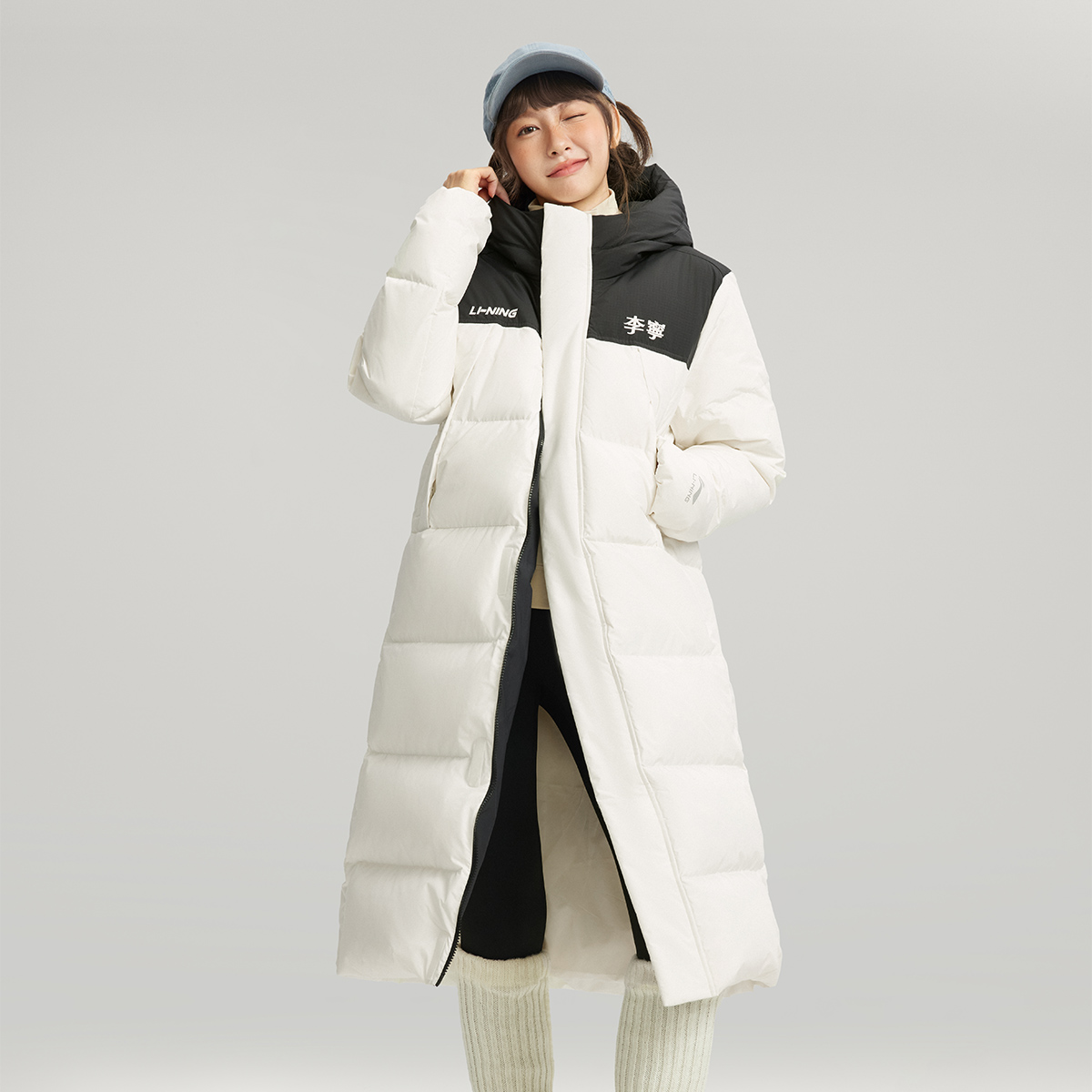 李宁冬季新款男女款宽松长羽绒服