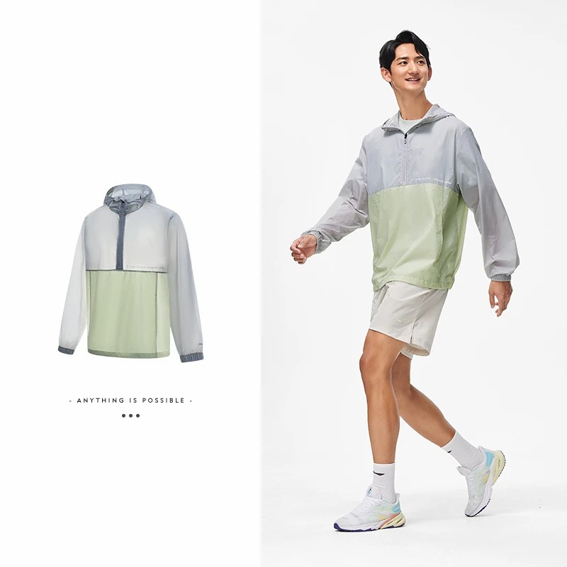 李宁运动男子连帽防晒休闲外套