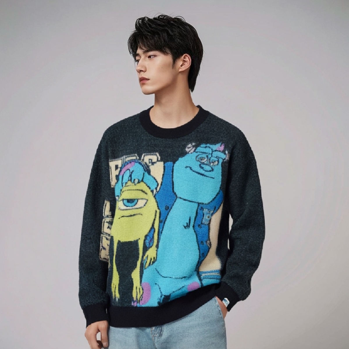 李宁怪兽大学男子户外圆领编织衫