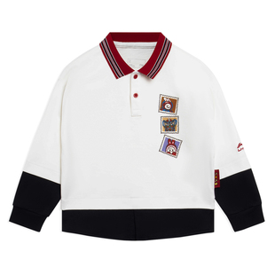 POLO衫 中国李宁男小童撞色卡通印花LOGO刺绣运动生活长袖 YPLT001
