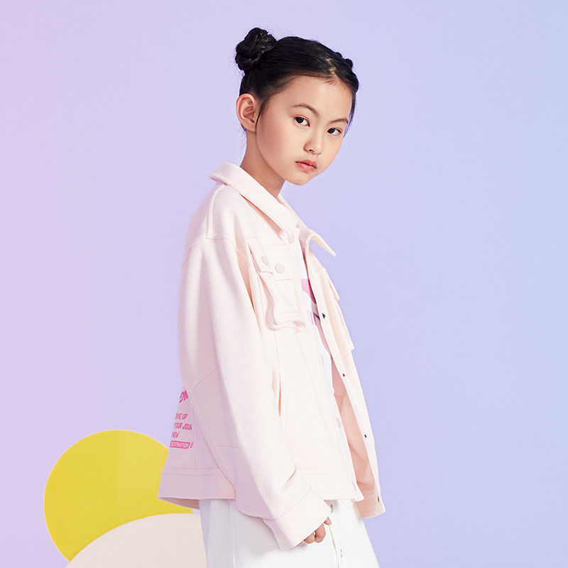中国李宁运动生活系列女大童宽松版型运动休闲夹克外套YFDS026