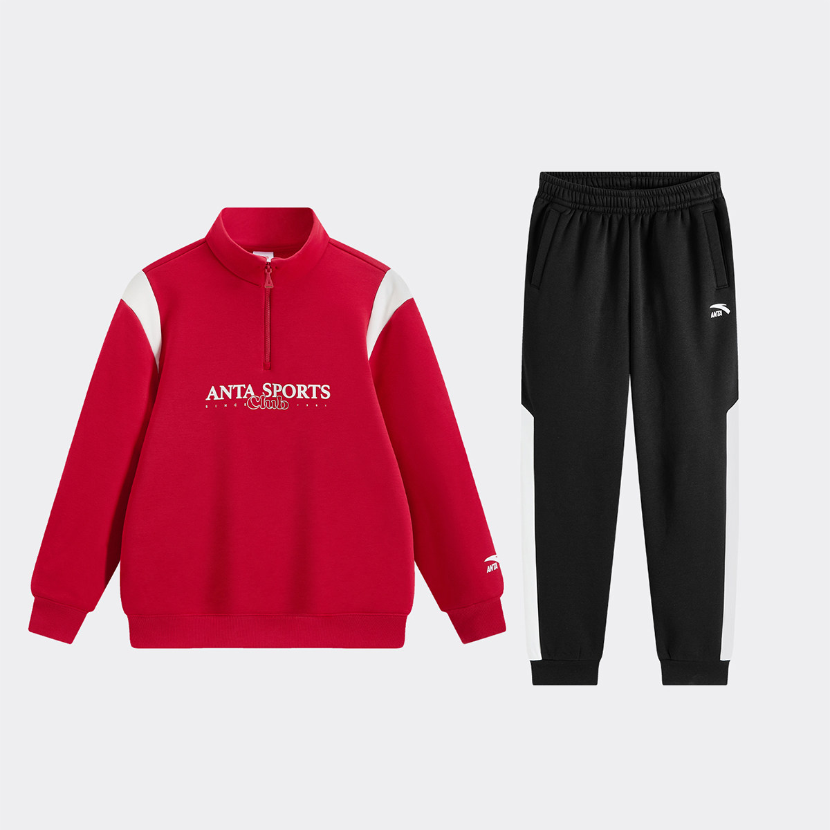 ANTA/安踏冬季新款男大童户外潮流系列加绒针织运动套装352548724