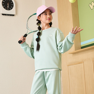 李宁春秋男女小大童宽松卫衣套装