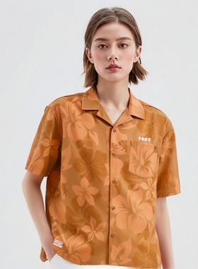 中国李宁英雄联盟泳池派对联名情侣t恤衫衫宽松短袖衬衫ASHT503