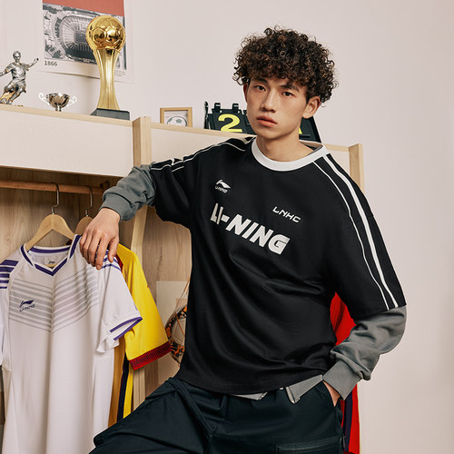 李宁宽松短袖T恤男女同款圆领