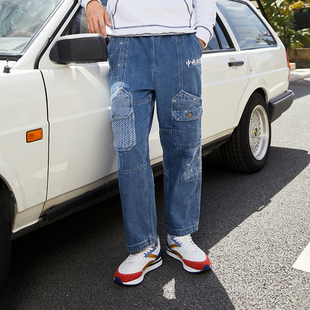 潮流牛仔长裤 中国李宁男裤 运动休闲直筒裤 新款 AJQR015 2023春秋季