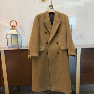 2025秋冬篙订Alpaca羊毛呢 老法师手工缝撞色枪驳领羊毛大衣