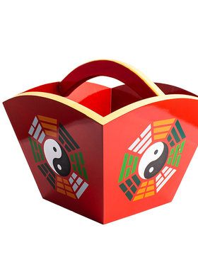 彩绘日进斗金八卦桃木摆件