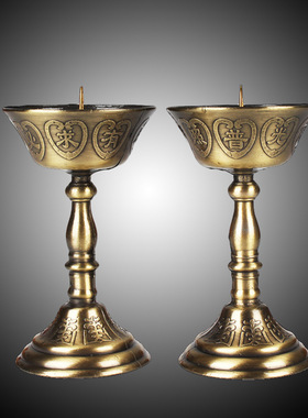合金供佛 佛前蜡烛台仿铜烛台一对佛堂用品装饰摆件
