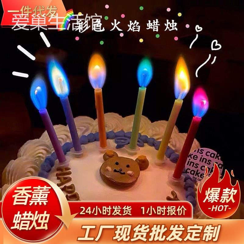 创意生日惊喜蜡烛网红灯氛围感喷焰花彩色火焰烟花儿童韩甜品烘焙
