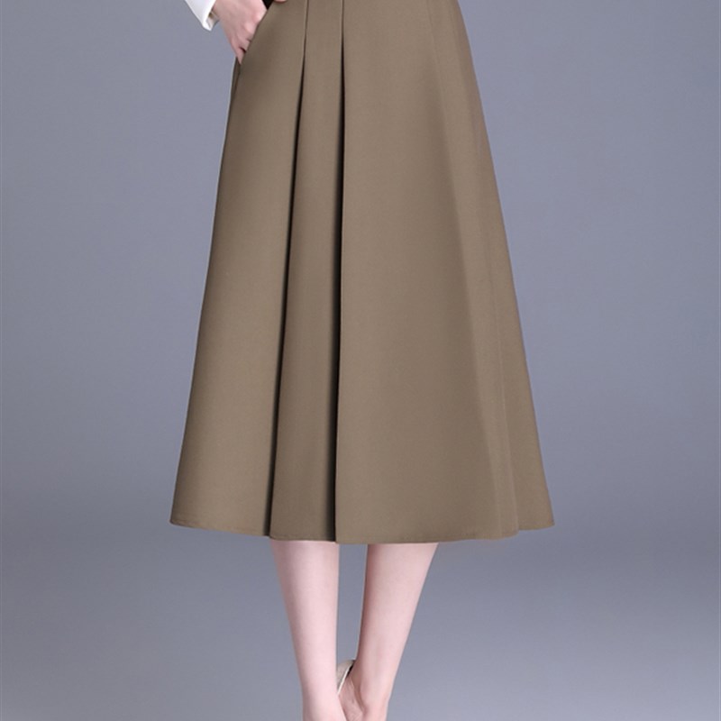 灰色西装A字裙女2025春秋新款小个子半身裙今年流行爆款百褶半裙