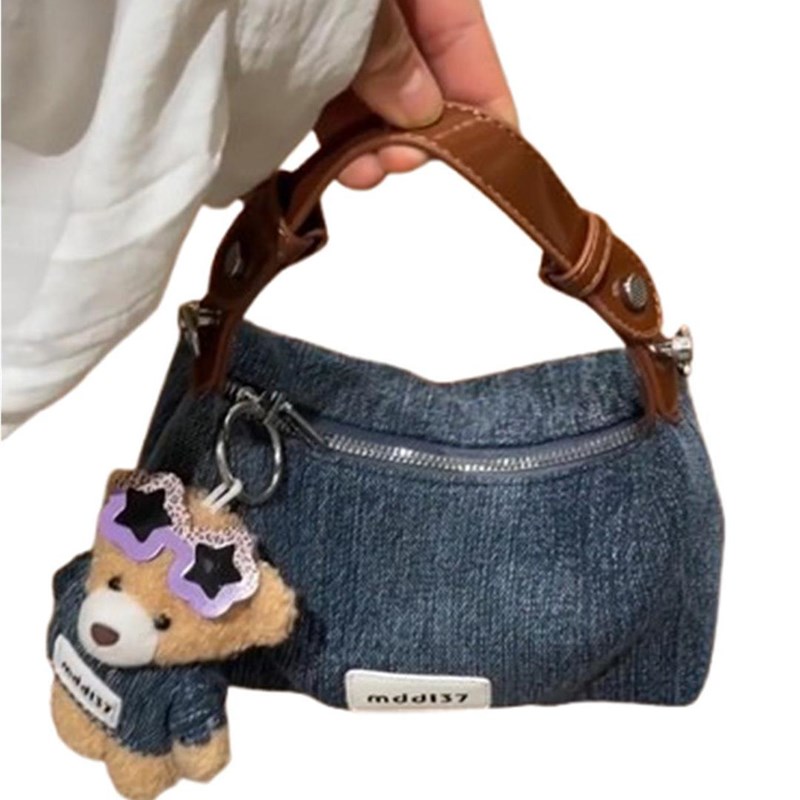 上班时尚小拎包包女式2025新款超火牛仔托特包小众设计斜挎包