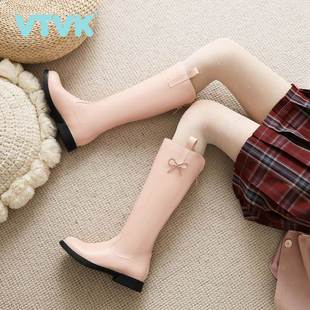 VTVK女童靴子2025新款加绒秋冬季公主儿童加厚小女孩平底高筒长靴