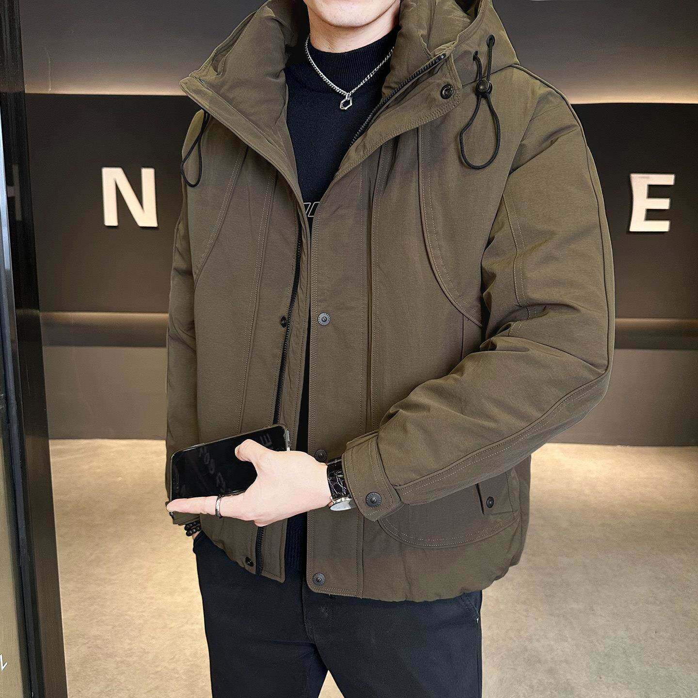 羽绒服男冬季2025新款加厚连帽高级感极寒大码高充绒量短款外套