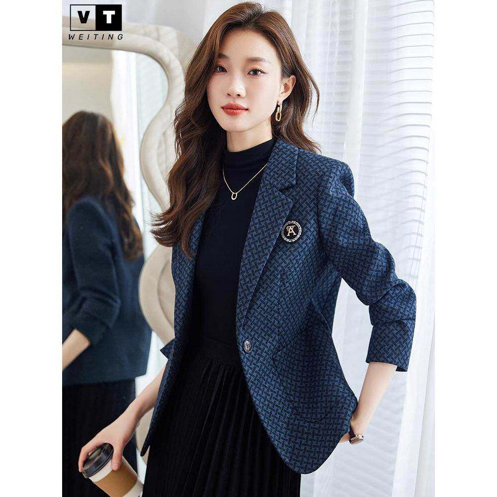 WEI TING毛呢西装外套女春秋2025新款时尚休闲高级感加厚女士西服