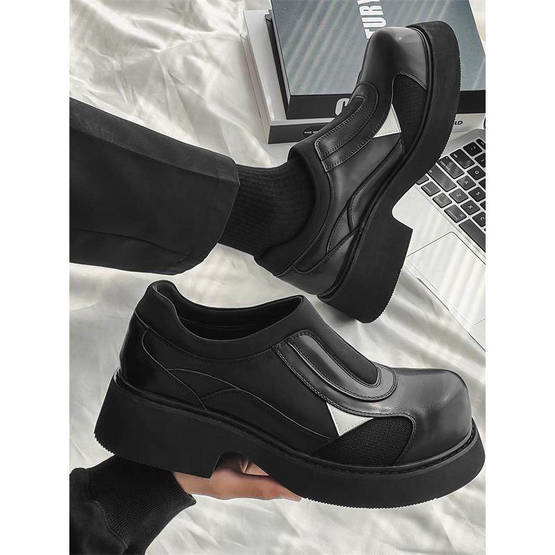 潮牌2025秋季新款德比鞋厚底乐福鞋休闲厚底一脚蹬英伦风大头皮鞋,流行男鞋,休闲皮鞋,淘宝优惠券,粉丝福利购,淘宝优惠卷