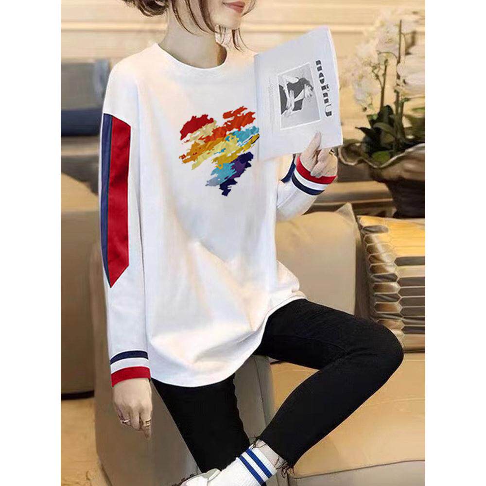 欧洲站小众撞色长袖T恤女2025新款春秋冬时髦洋气中长款打底衫潮