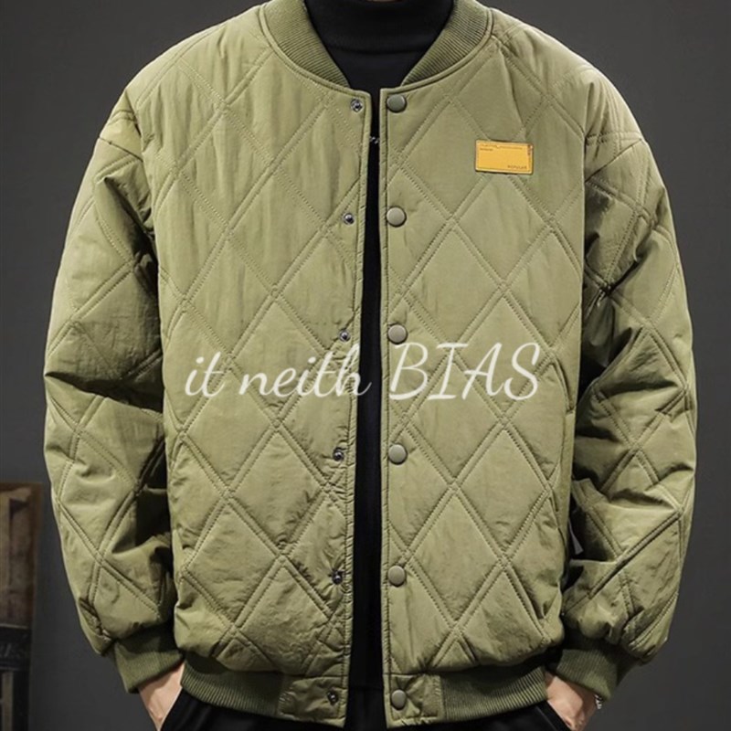 it neith BIAS冬季大码棒球棉服夹克男防风保暖菱格棉袄轻薄外套