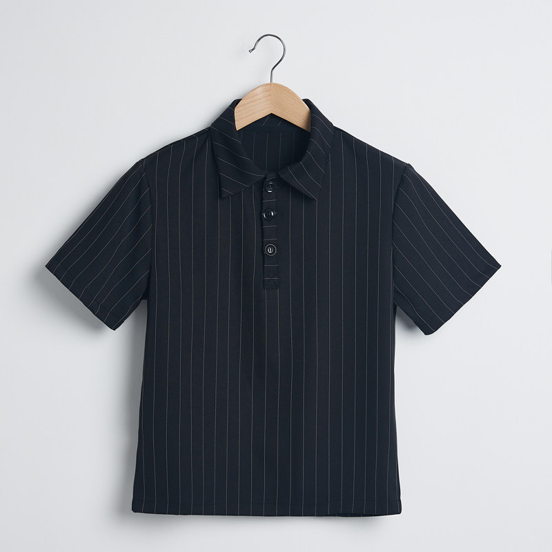 KOREAN COUNTER WINTER STRIPED SHIRT MENS KOREAN VERSION OF THE TREND HANDSOME MENS SET OF HANDSOME SHORT-SLEEVED CASUAL SUIT MEN