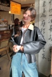 黑色复古设计感皮衣外套女2025年秋季新款韩系休闲小个子PU皮夹克，女装皮衣，2C309