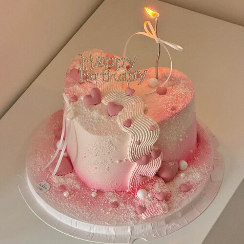 网红韩系唯美闪钻生日快乐蛋糕装饰HB插牌女生女孩生日甜品插件