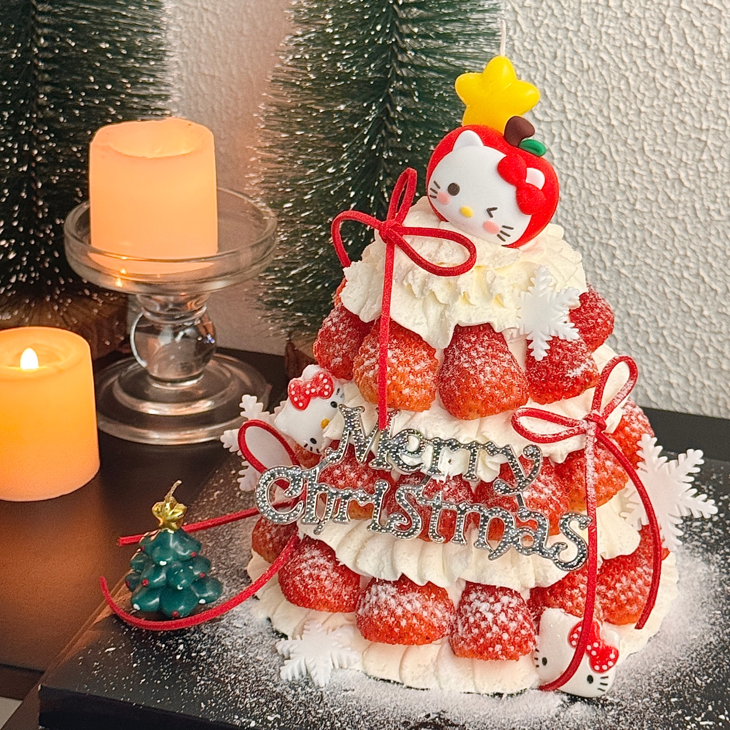 2026圣诞节hellokitty许愿树蛋糕装饰苹果kt猫圣诞快乐甜品插件