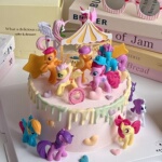 网红粉色小马宝莉蛋糕装饰摆件彩虹独角兽儿童女孩公主生日插件