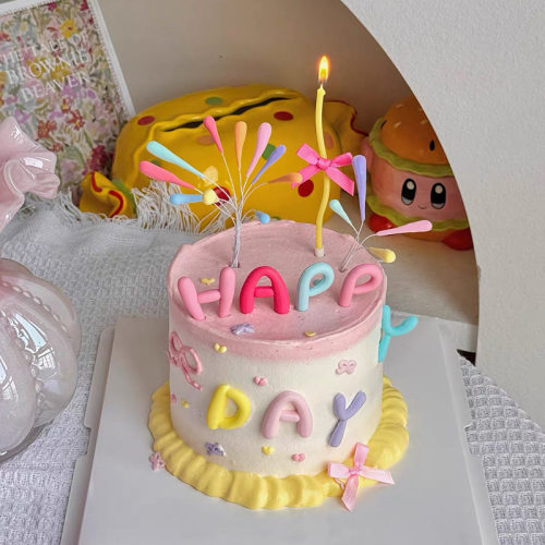 儿童七彩礼花软胶英文生日快乐蛋糕装饰happy英文字母烘焙装扮
