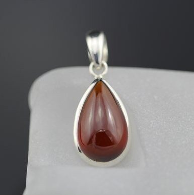 泰银 925纯银曼谷泰银曼哈顿天然石榴石简约水滴吊坠3.85cm